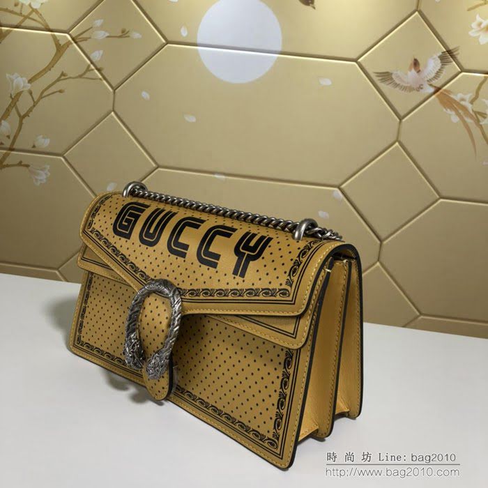 GUCCI古馳 2019新款 專櫃品質 400249 Gucci酒神鏈條肩背包 Gucci女包 黃色  ydgq3415